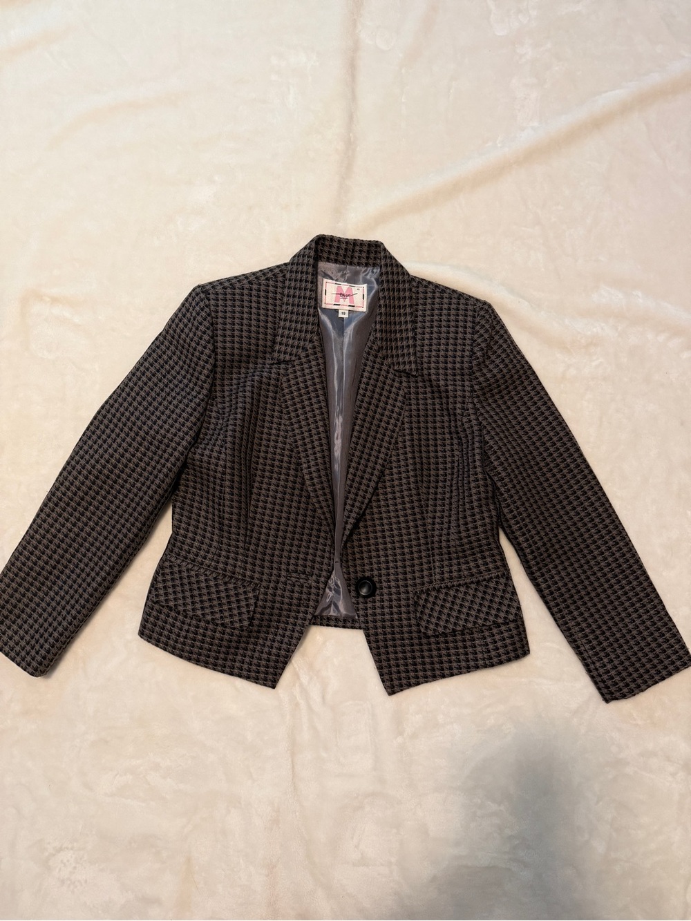 Mthree Houndstooth Tweed Blazer - Black/Brown